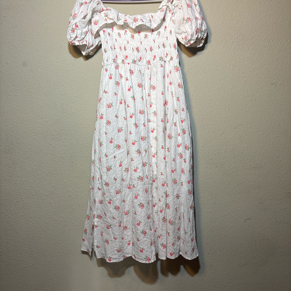 Floral White and Pink Women's Dress